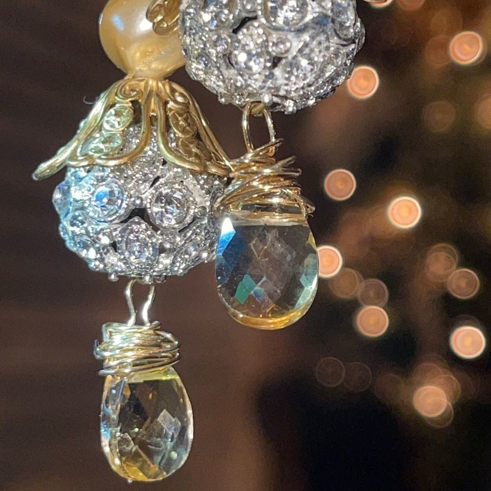 HANDCRAFTED Bright Large Crystal Bead & Citrine Handmade Earrings
